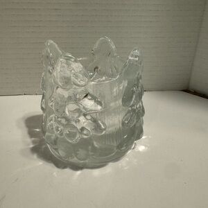 Nybro Trees Candle Holder Scandinavian Crystal Art Glass Vintage 1985